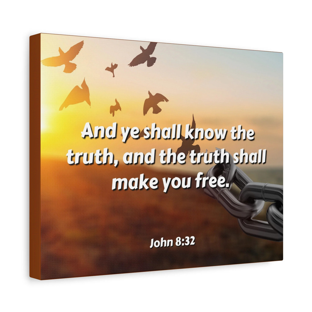 Scripture Canvas The Truth John 8:32 Christian Wall Art Bible Verse Print Ready